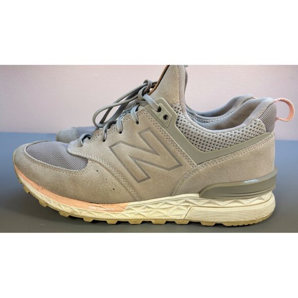 New Balance 574 Womens 10 Running Shoes Light Gray & Pink Suede Upper - Picture 4 of 10